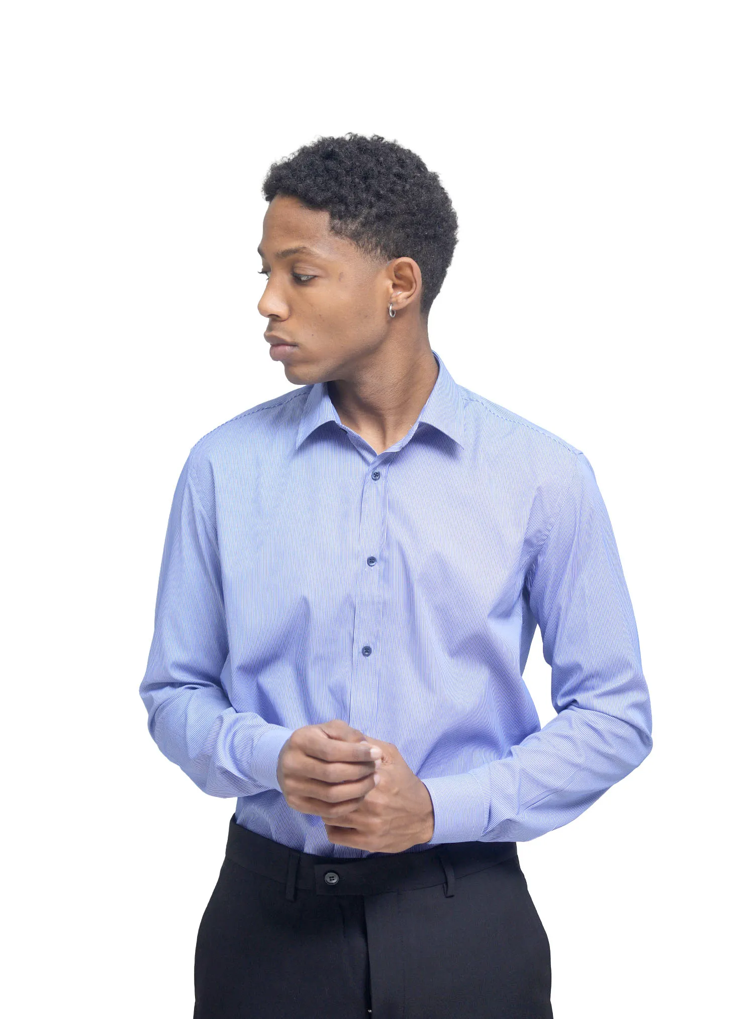 Chemise Homme Rayée Manches Longues - Coupe Regular, élastique, Pour Bureau, Mariage, Soirée